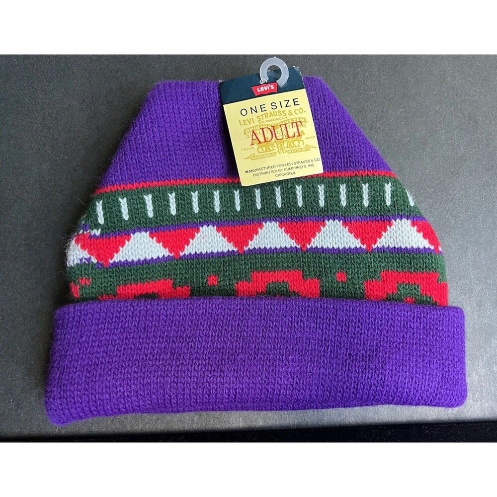 Vintage Levi’s Beanie Hat Purple NEW USA
